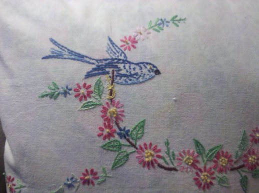 Embroidered Toss Pillow | Vintage Floral Cottage