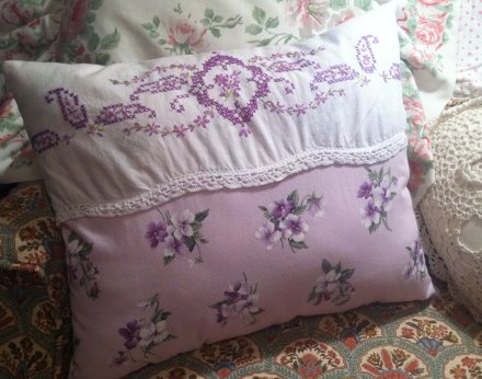 Vintage Linens Pillow | Vintage Floral Cottage