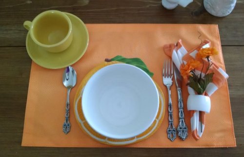 orange and yellow tablescape | Vintage Floral Cottage