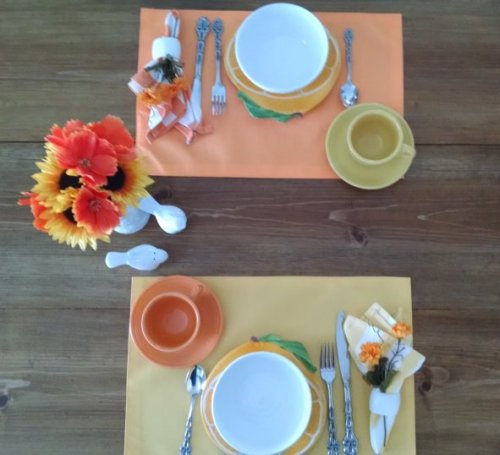 Orange and yellow tablescape | Vintage Floral Cottage