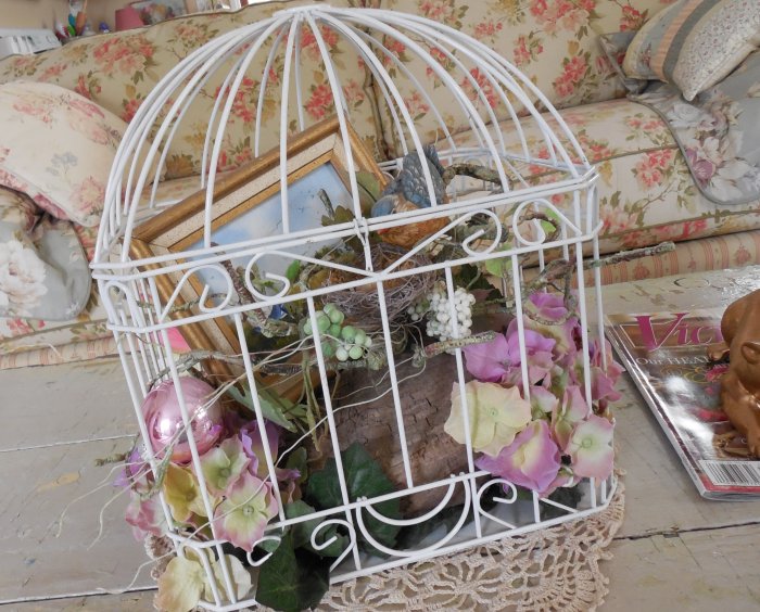 Faded Summer Birdcage | Vintage Floral Cottage