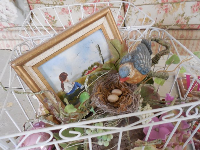 Faded Summer Birdcage | Vintage Floral Cottage