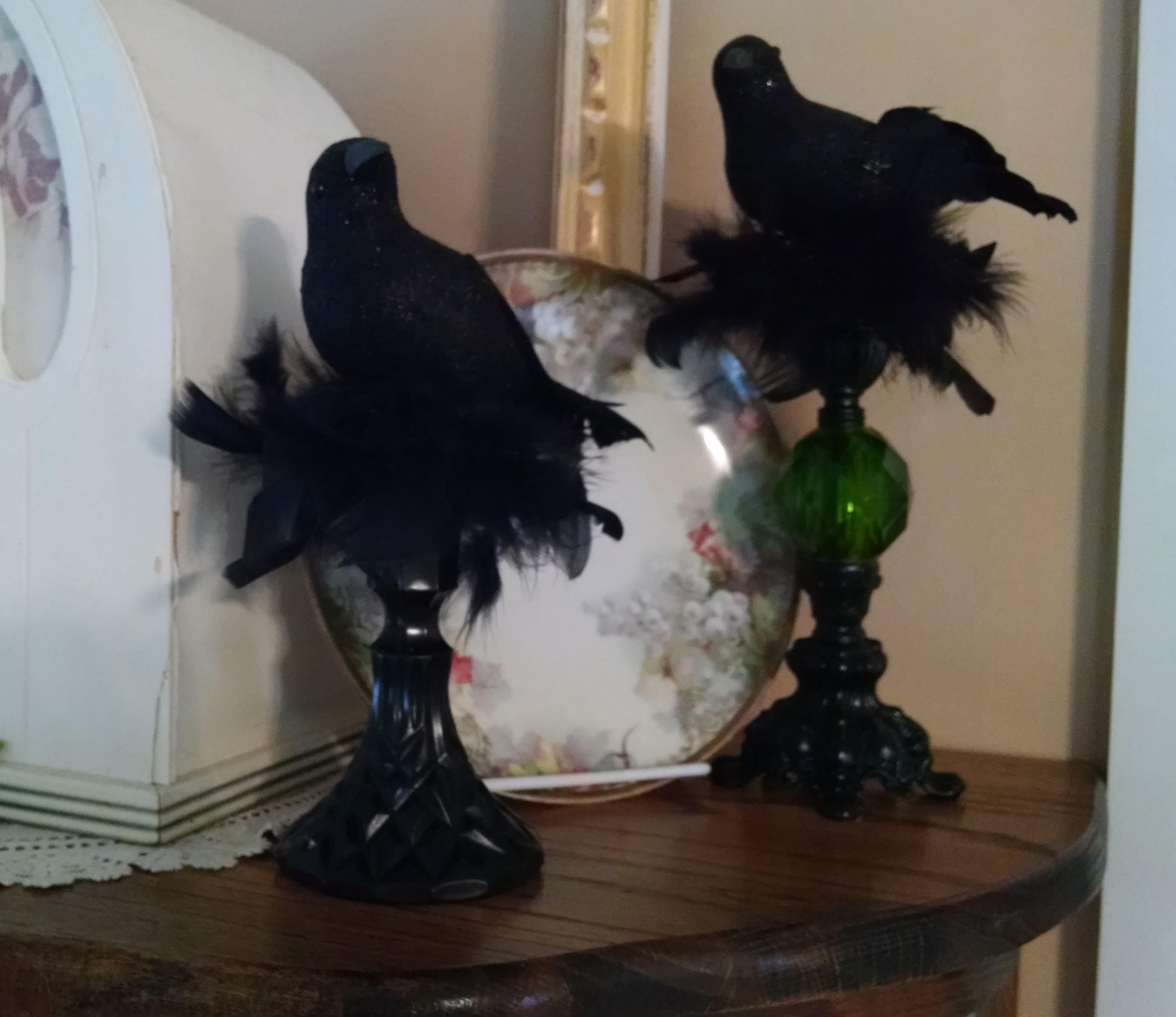 Perching Crow for Halloween | Vintage Floral Cottage