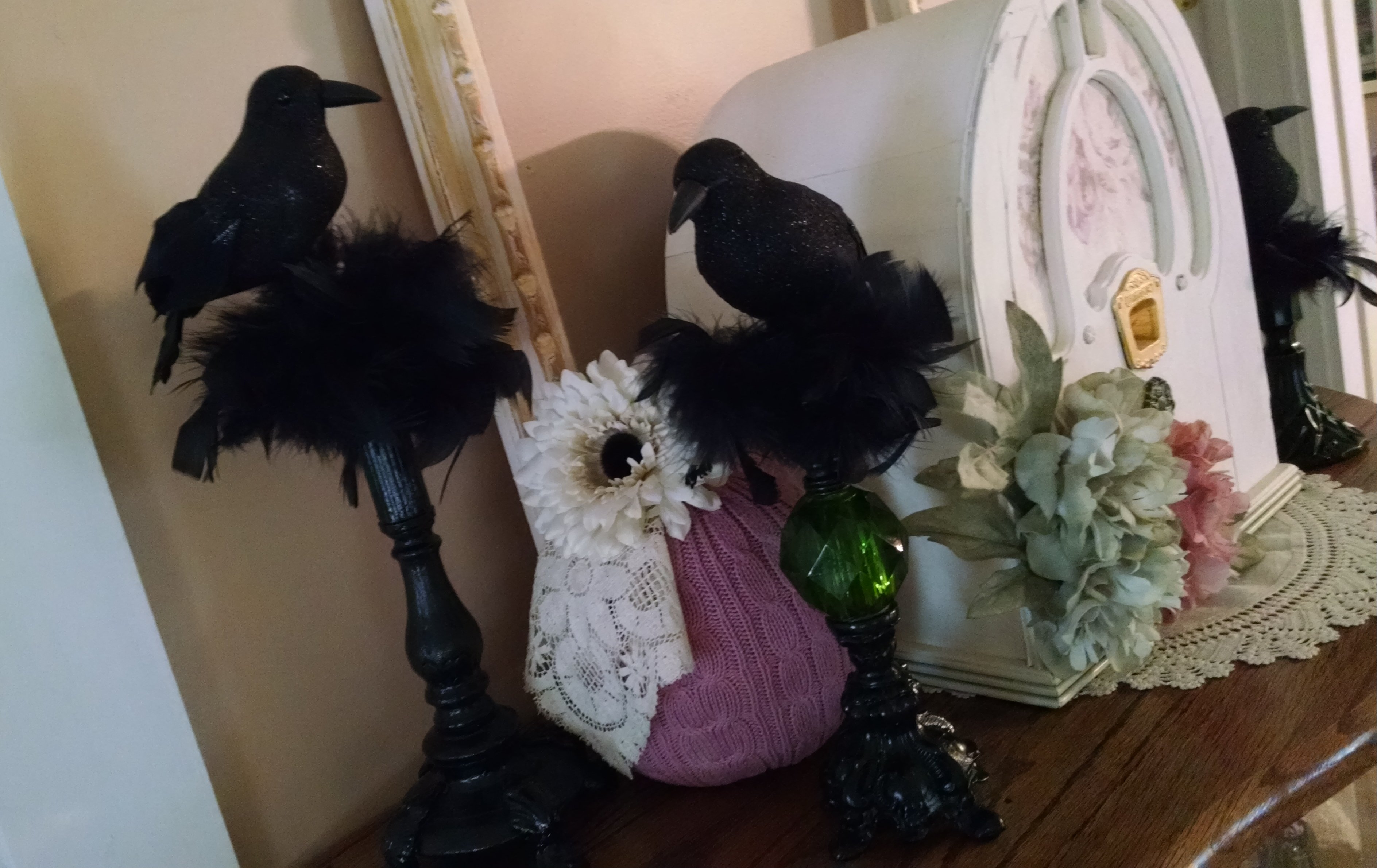 Perching Crow for Halloween | Vintage Floral Cottage