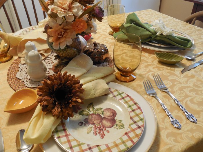 Pretty in Plaid Fall Table | Vintage Floral Cottage