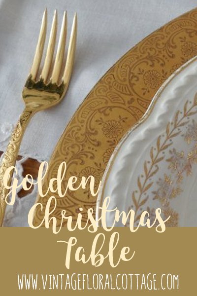 Golden Christmas Pin Image | Vintage Floral Cottage