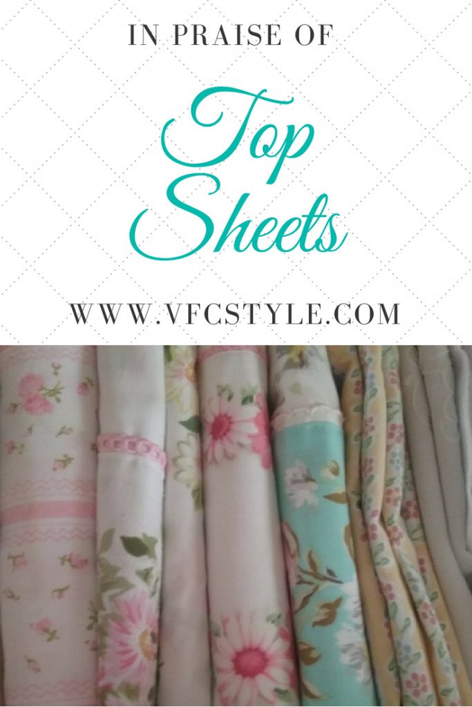 Do you a) always or b) never use a top sheet? Read about the importance of top sheets at Vintage Floral Cottage! #cottagestyle #prettyflatsheet #flatsheets #foldfittedsheets #prettysheets #cottagedecor