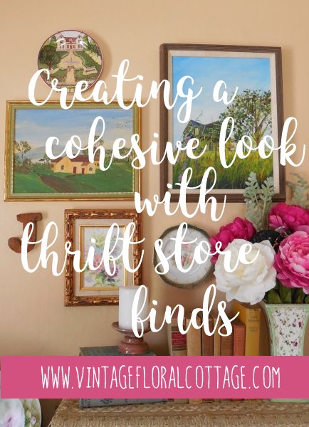 Create a cohesive look for your gallery wall with thrift store finds and flea market style | Vintage Floral Cottage