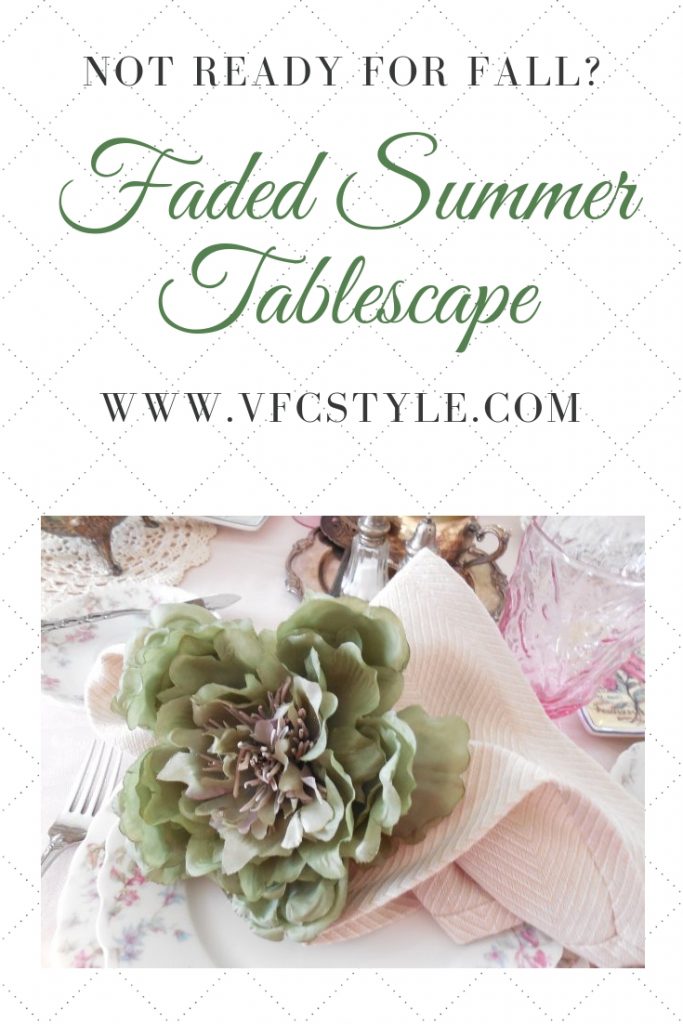 Faded Summer Early Fall Tablescape using antique Limoges china #fadedsummer #earlyfalltablescape #earlyfalldecorating #fadedfloraltable #tablescaping #prettytableideas