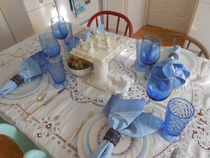 Nikko Blue Peony Valentine's Day table | Vintage Floral Cottage