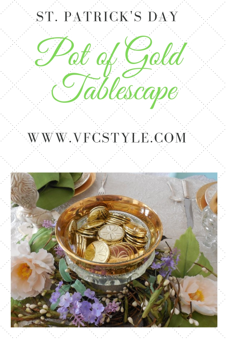 St Patrick's Table Pinterest Image | Vintage Floral Cottage