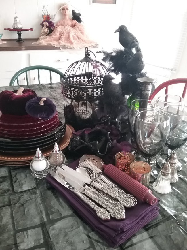 Spooky Gothic Halloween 2019 Tablescape | Vintage Floral Cottage