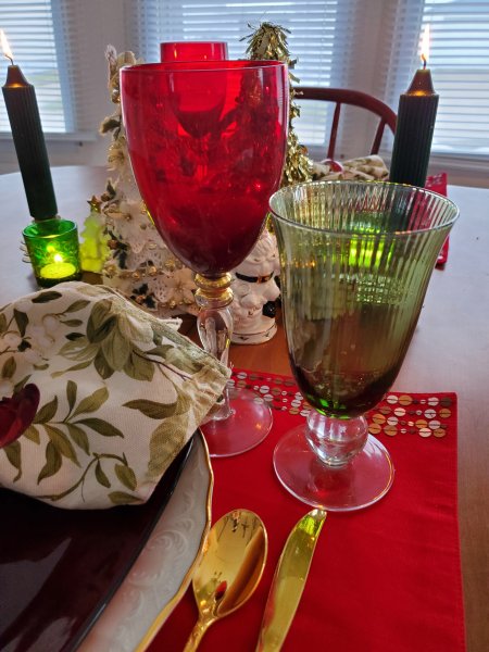 Red and green glassware