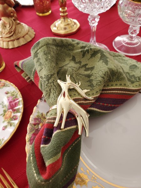 Christmas tablescape with Old Country Roses