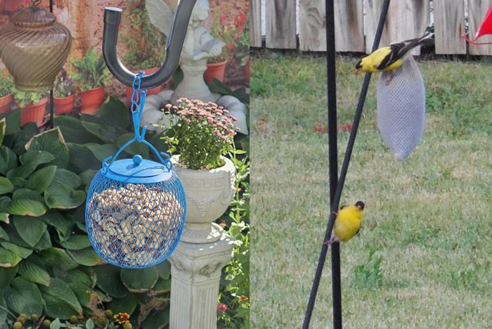 Metal mesh and sock-style feeders.