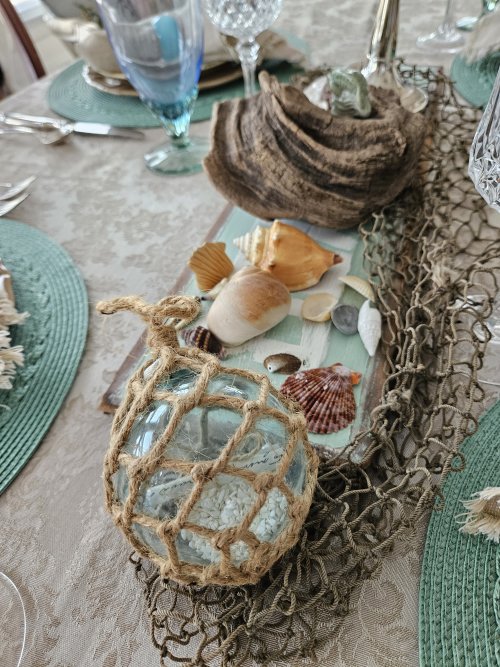 Late summer beach themed tablescape