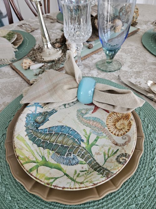 End of summer beach themed tablescape