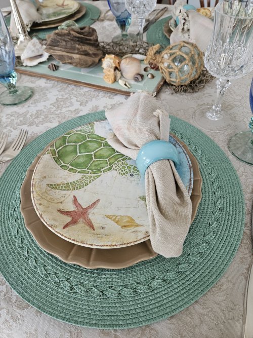 End of summer beach themed tablescape