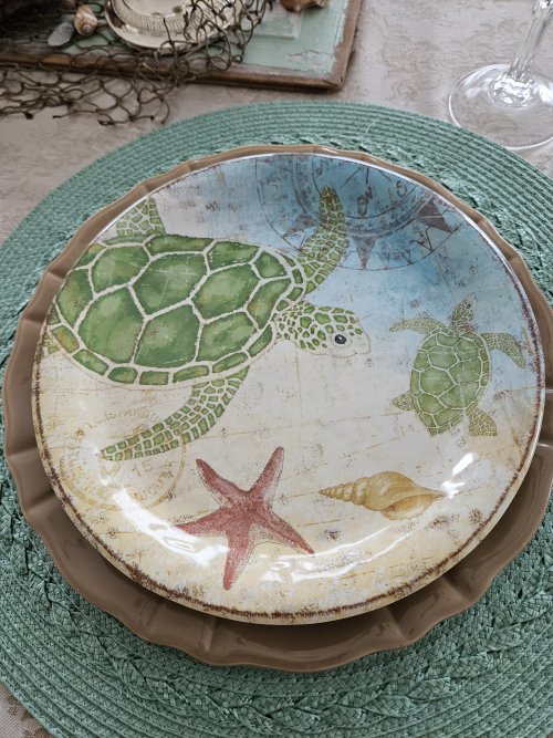 End of summer beach themed tablescape