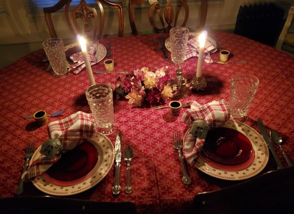 Cozy Winter flannel tablescape