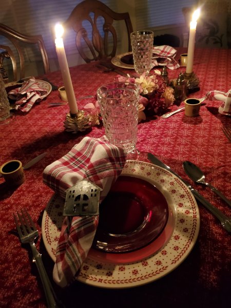 Cozy Winter flannel tablescape