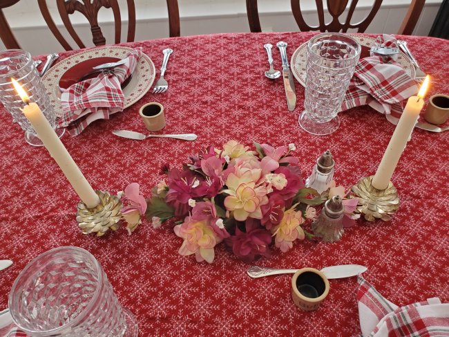 Cozy Winter flannel tablescape