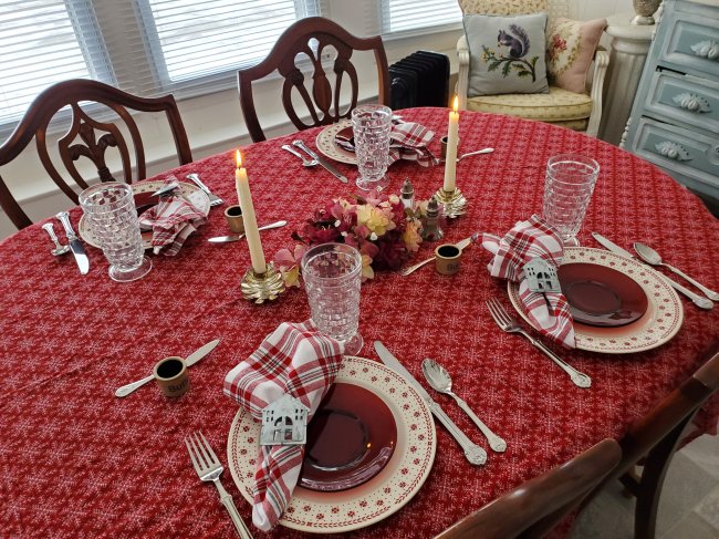 Cozy Winter flannel tablescape