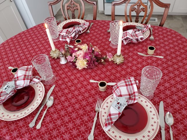 Cozy Winter flannel tablescape