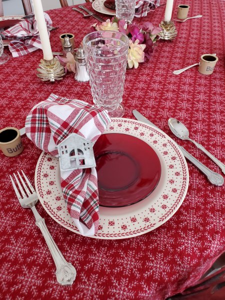 Cozy Winter flannel tablescape