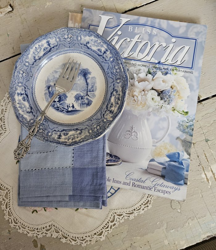 Blue and white vignette