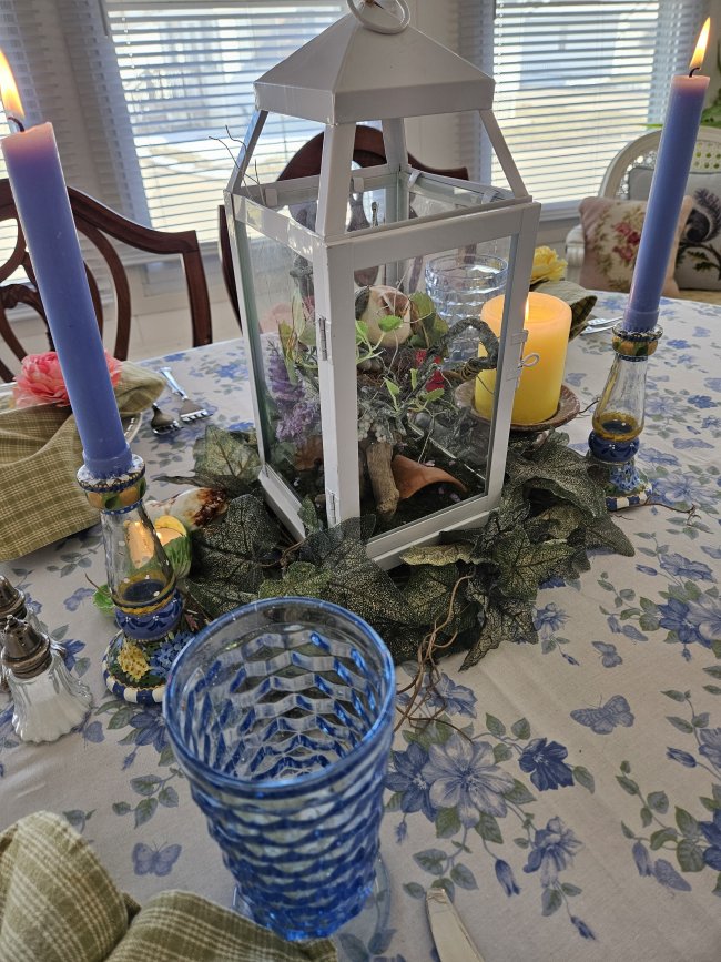 Spring bird-themed tablescape