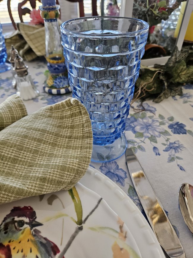 Spring bird-themed tablescape