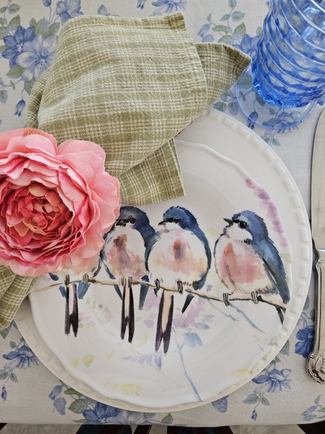 Spring Bird Themed Tablescape