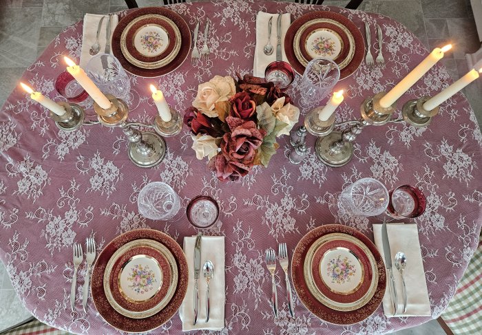 lace overlay tablescape