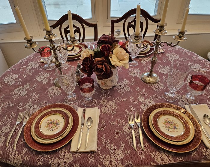 Lace overlay tablescape