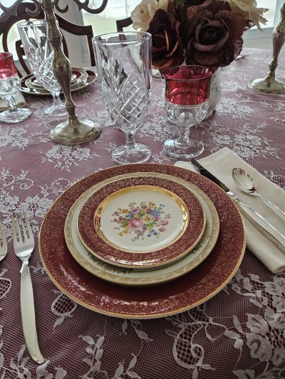 Lace overlay tablescape