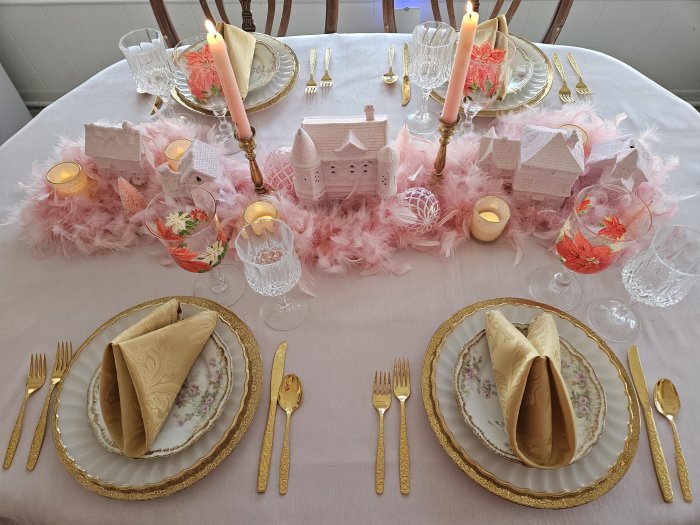 Pink Fantasy Christmas tablescape
