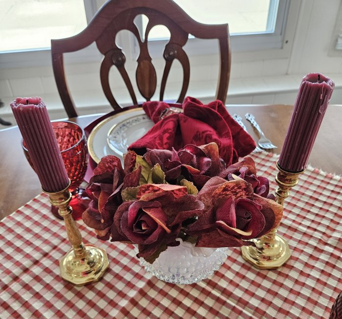 Valentines Day tablescape for two